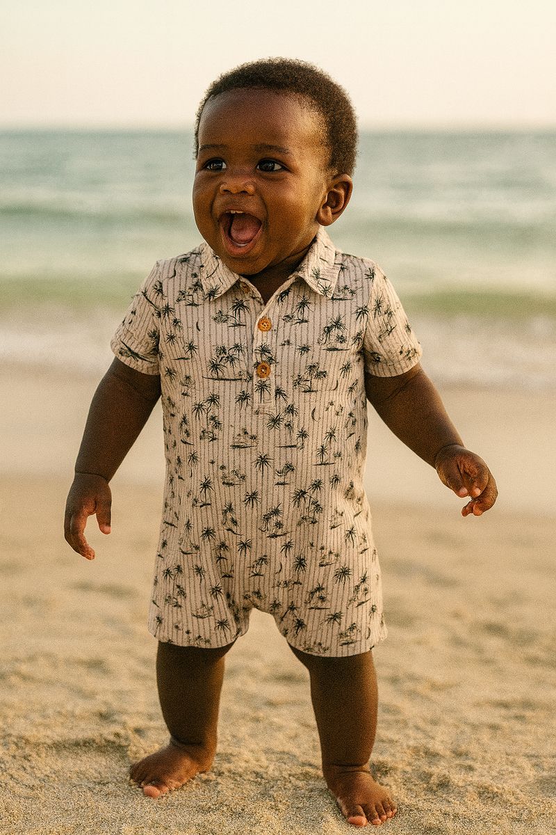 Me &amp; Henry Molokai Romper (Beige Island)
