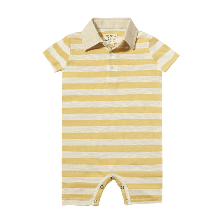 Me & Henry Saltash Polo Romper (Beige/White)