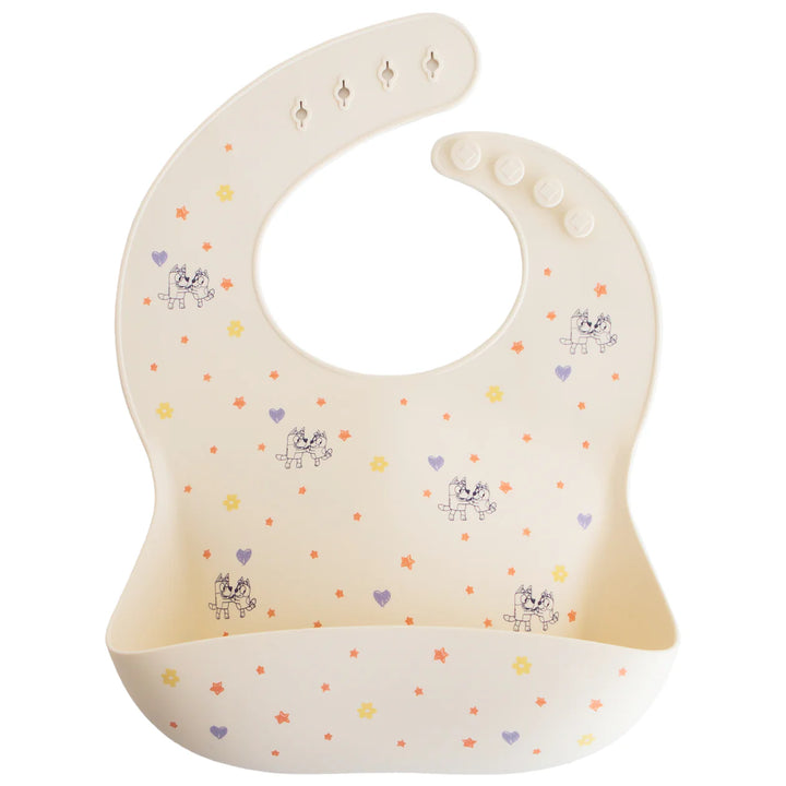 Mushie Bluey Silicone Baby Bib (Ivory)