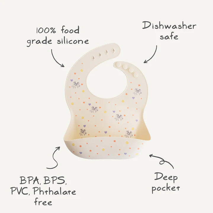 Mushie Bluey Silicone Baby Bib (Sage)