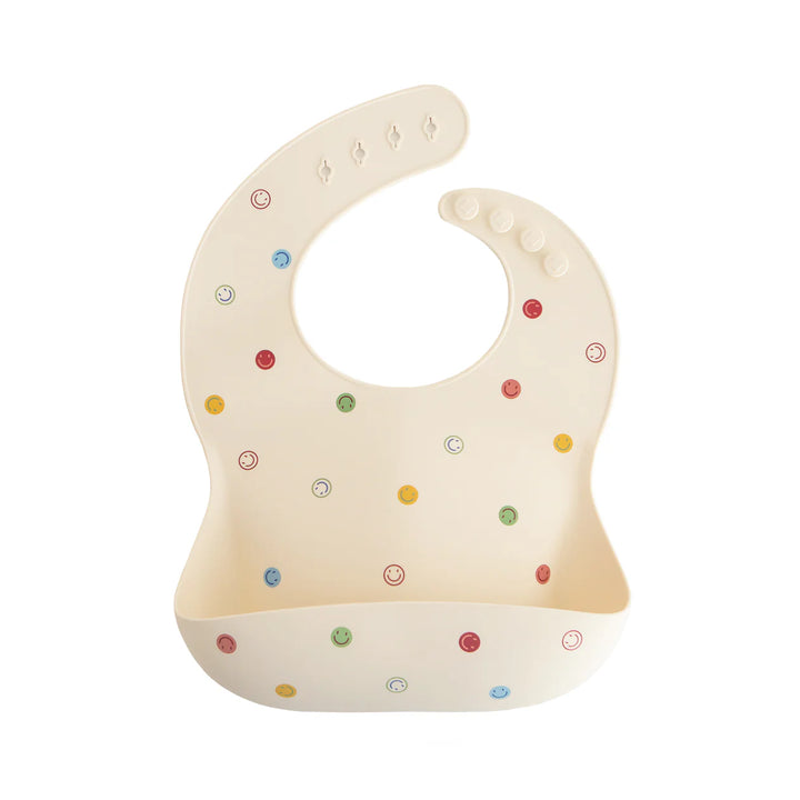 Mushie Silicone Baby Bib (Smiley Face)
