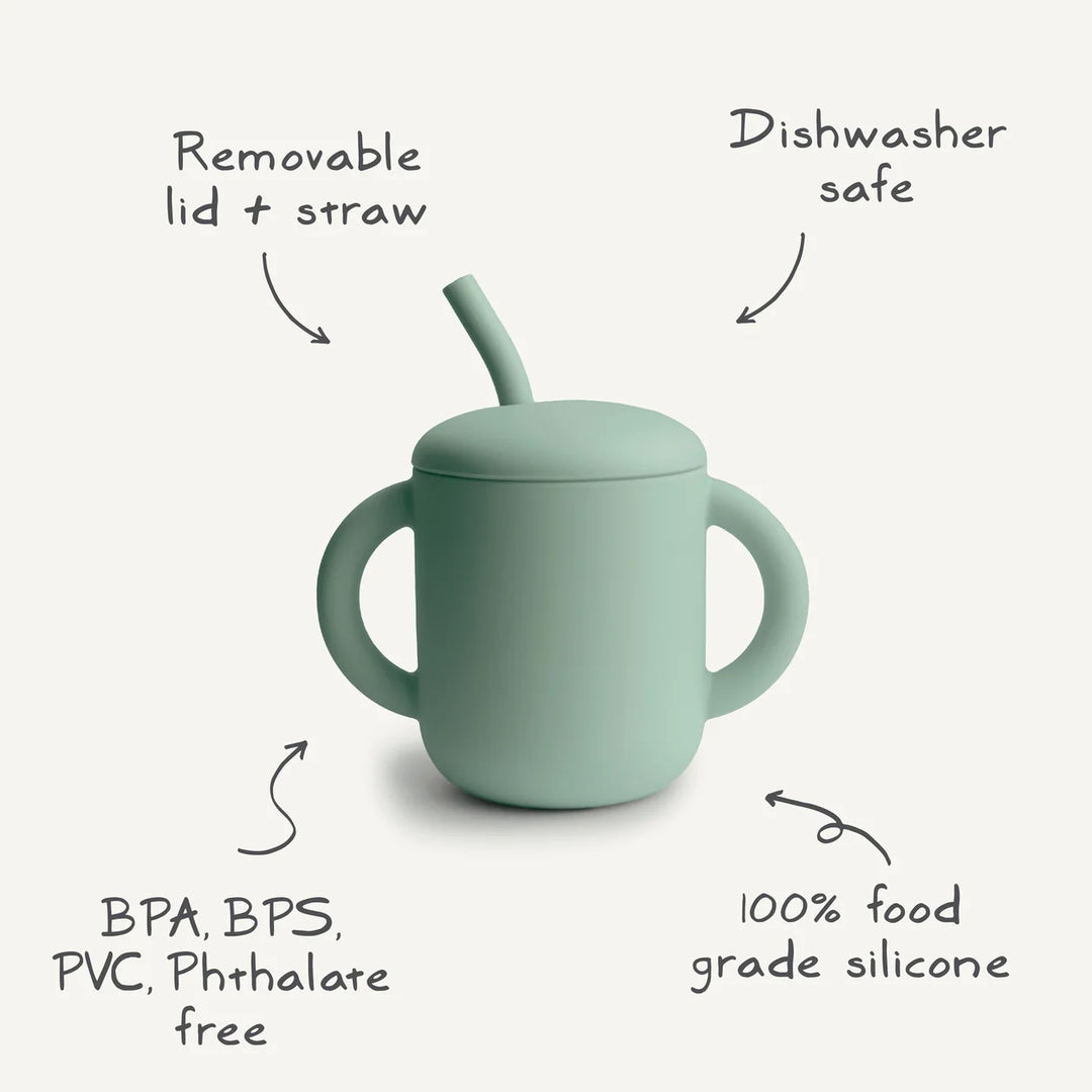 Mushie Silicone Training Cup + Straw (Bows)