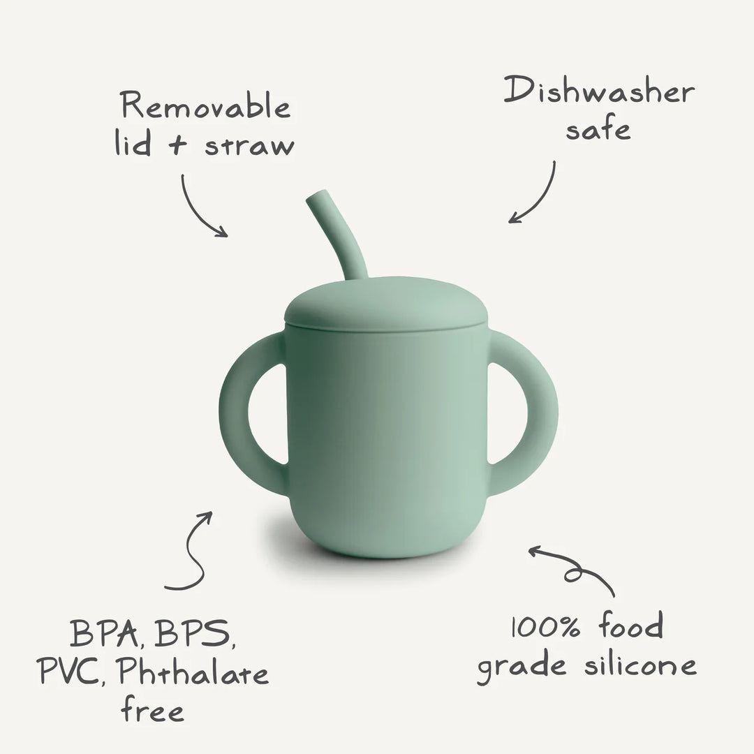 Mushie Silicone Training Cup + Straw (Pink Flowers)