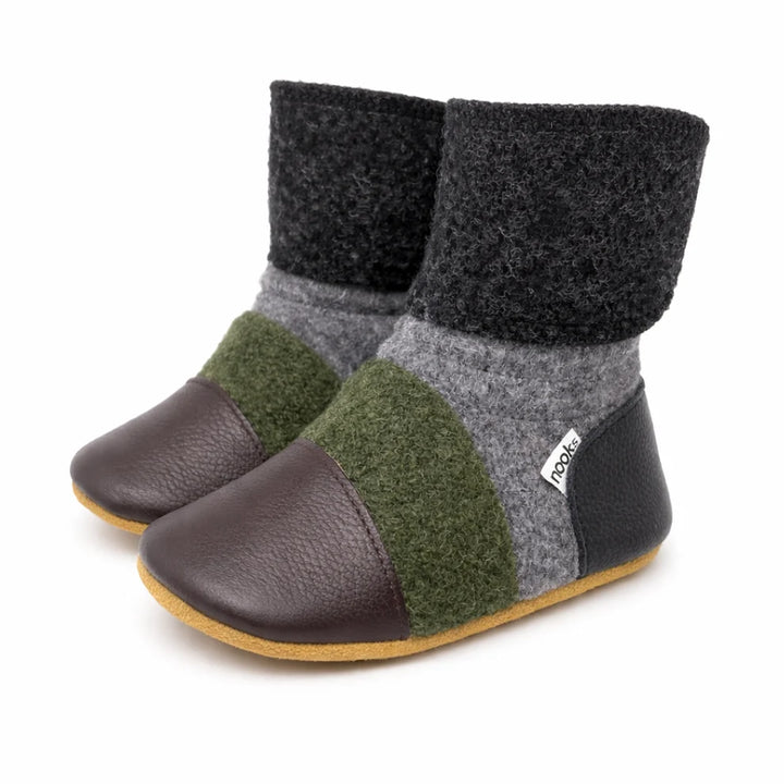 Nooks Design Felted Wool Booties (Kelp)