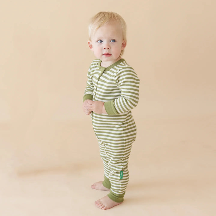 Parade 2-Way Zip Romper (Olive Stripe)
