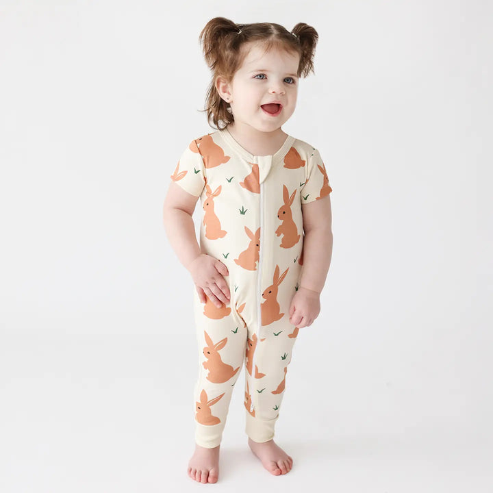 Parade 2-Way Zip Romper (Brown Bunnies)