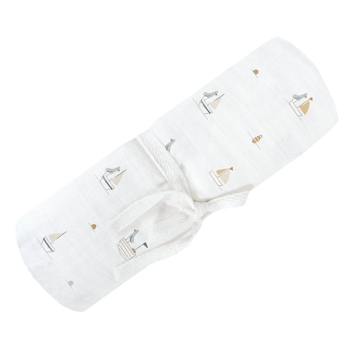 Perlimpinpin Cotton Muslin Single Swaddle (Boats)
