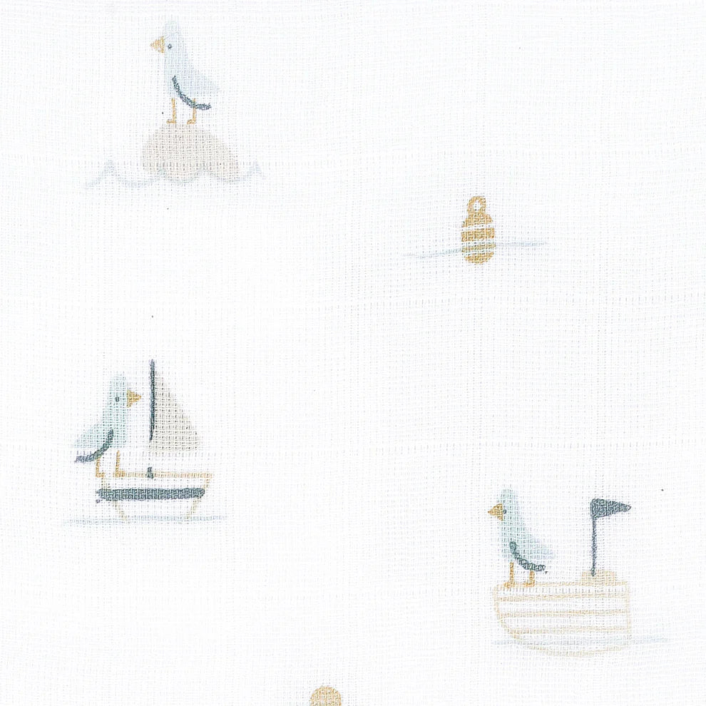Perlimpinpin Cotton Muslin Single Swaddle (Boats)