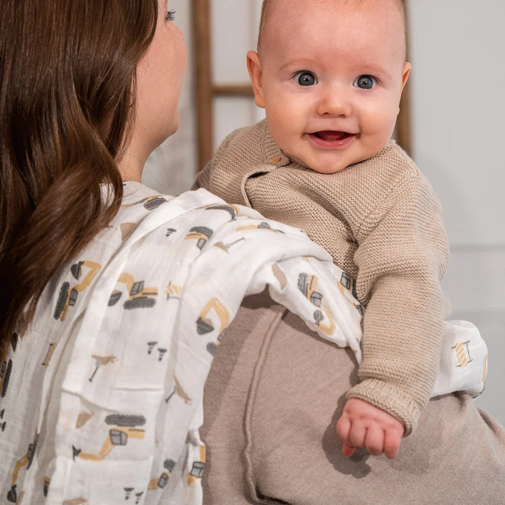 Perlimpinpin Cotton Muslin Single Swaddle (Excavators)