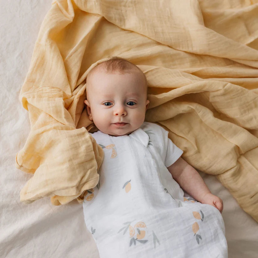 Perlimpinpin Cotton Muslin Single Swaddle (Lemon Yellow)