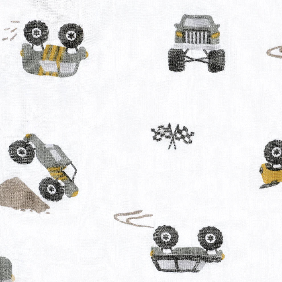 Perlimpinpin Cotton Muslin Single Swaddle (Monster Trucks)