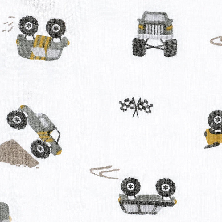 Perlimpinpin Cotton Muslin Single Swaddle (Monster Trucks)