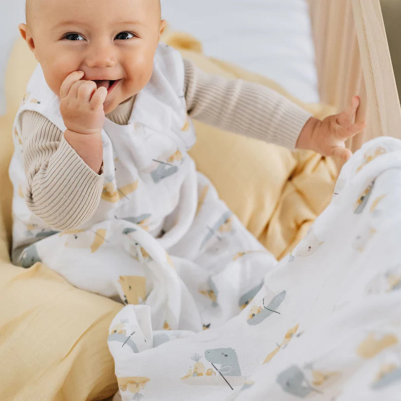 Perlimpinpin Cotton Muslin Single Swaddle (Rhinos)