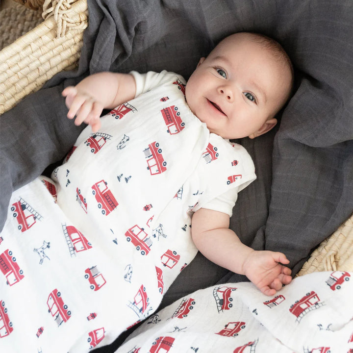 Perlimpinpin Cotton Muslin Sleep Bag 0.7 TOG (Fire Trucks)