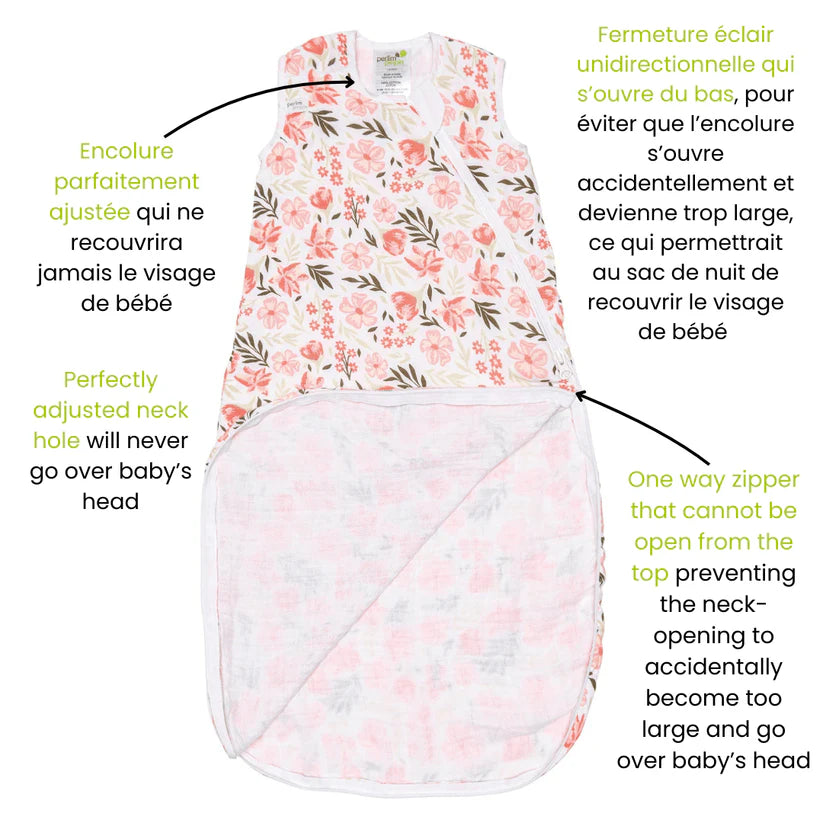 Perlimpinpin Cotton Muslin Sleep Bag 0.7 TOG (Flowers by Rachel Lyon)