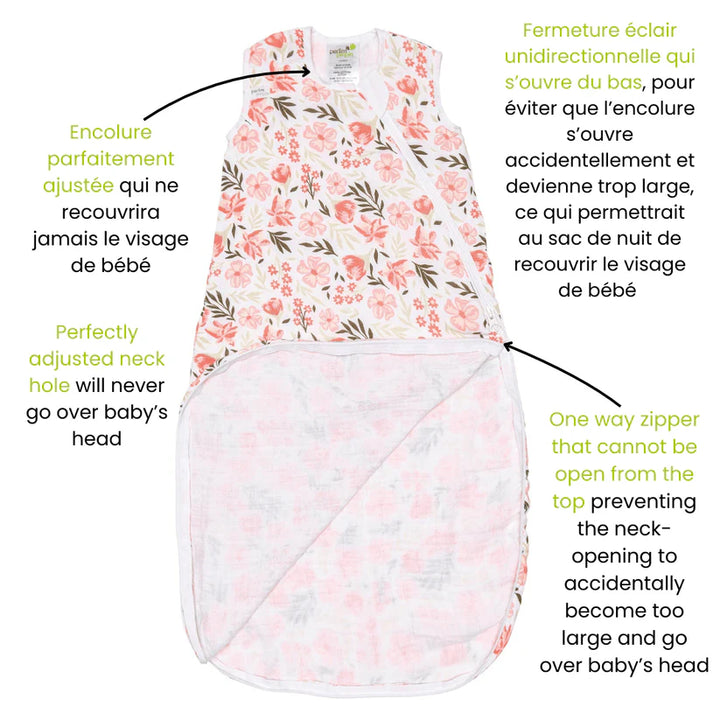 Perlimpinpin Cotton Muslin Sleep Bag 0.7 TOG (Flowers by Rachel Lyon)