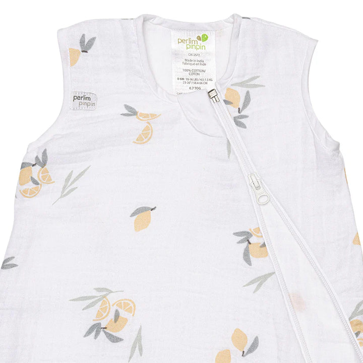 Perlimpinpin Cotton Muslin Sleep Bag 0.7 TOG (Lemons)