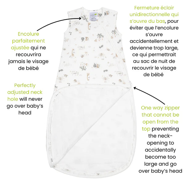 Perlimpinpin Quilted Bamboo Sleep Bag 1 TOG (Jungle)