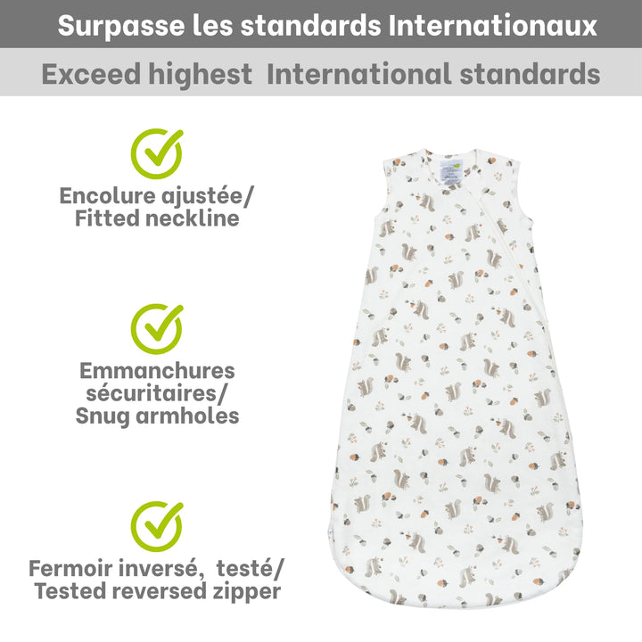 Perlimpinpin Quilted Bamboo Sleep Bag 1 TOG (Squirrels)