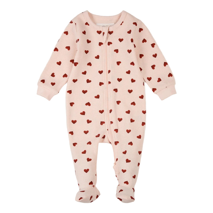 Petit Lem 10P01 Waffle Sleeper (Pink Hearts on Peony)