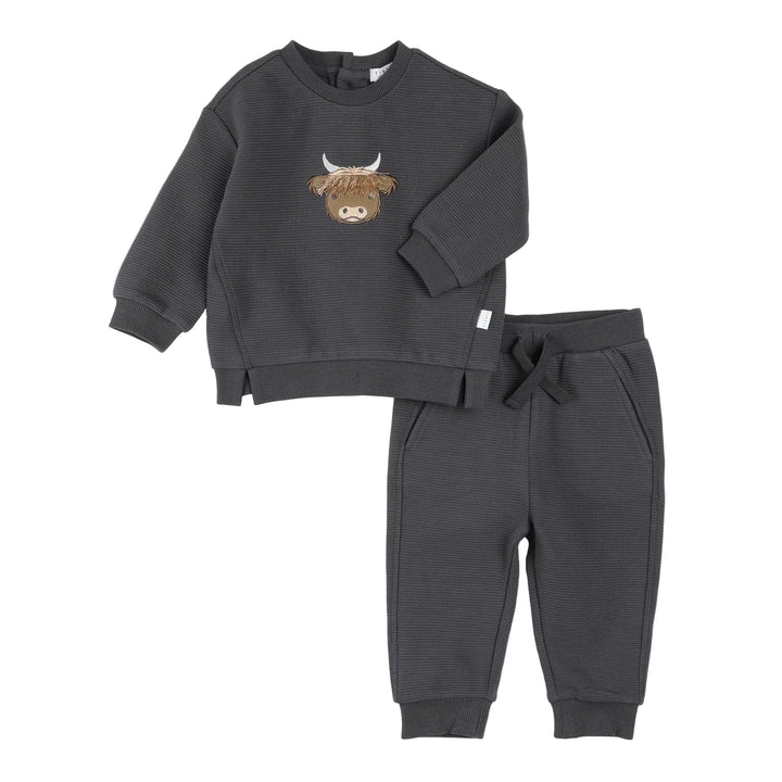 Petit Lem 23E11 Sweatshirt &amp; Leggings Set (Highland Cow)