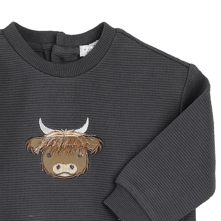 Petit Lem 23E11 Sweatshirt &amp; Leggings Set (Highland Cow)