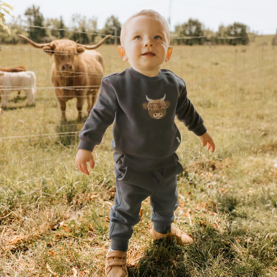 Petit Lem 23E11 Sweatshirt &amp; Leggings Set (Highland Cow)