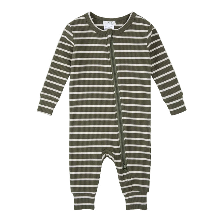 Petit Lem 30Q01 Modal Ribbed Sleeper (Farm Green Stripe)