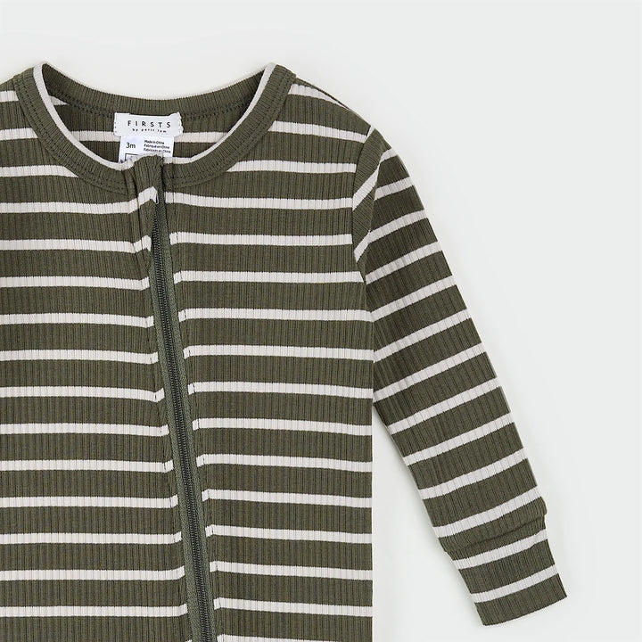 Petit Lem 30Q01 Modal Ribbed Sleeper (Farm Green Stripe)