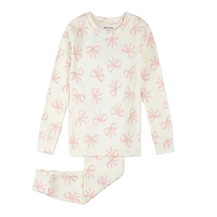 Petit Lem 30Q03 PJ Set (Beige Bows)