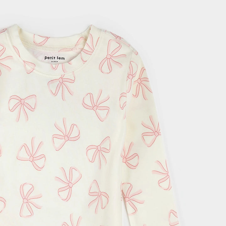 Petit Lem 30Q03 PJ Set (Beige Bows)