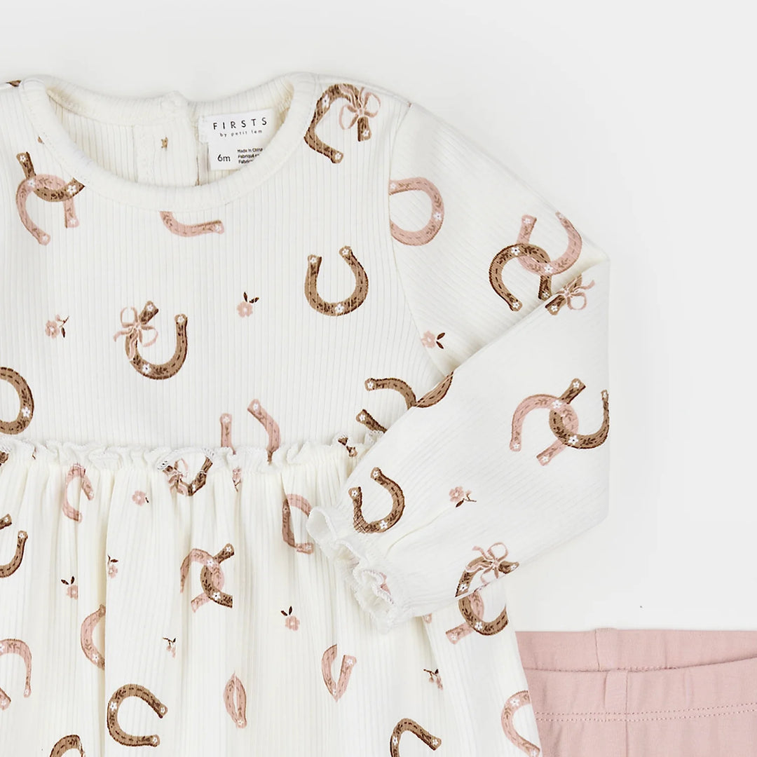 Petit Lem 31E05 Dress &amp; Leggings Set (Horseshoe)