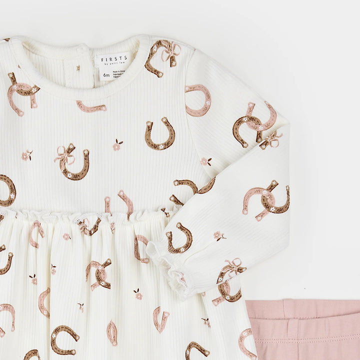 Petit Lem 31E05 Dress &amp; Leggings Set (Horseshoe)