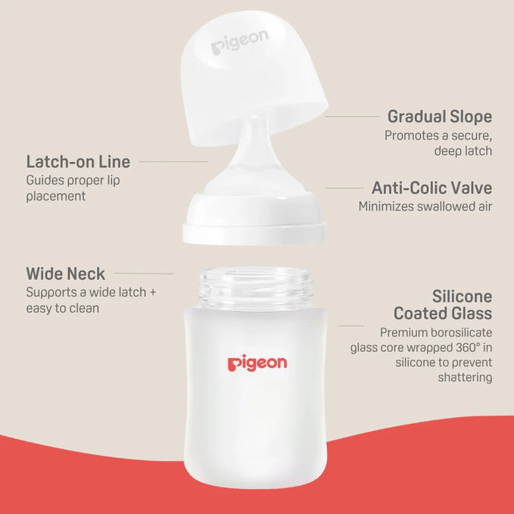 Pigeon Silicone Coated Glass Bottle 2-pk (5oz with SS Nipple)