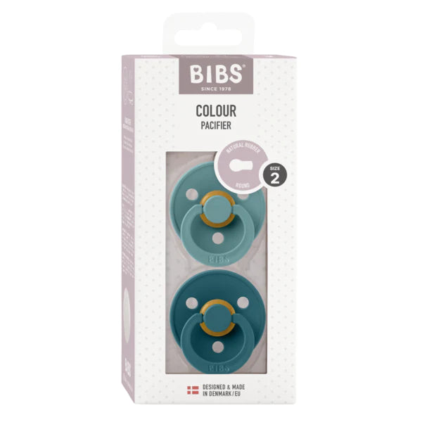 BIBS Colour Round Latex Pacifier 2-Pack (Island Sea/Forest Lake)