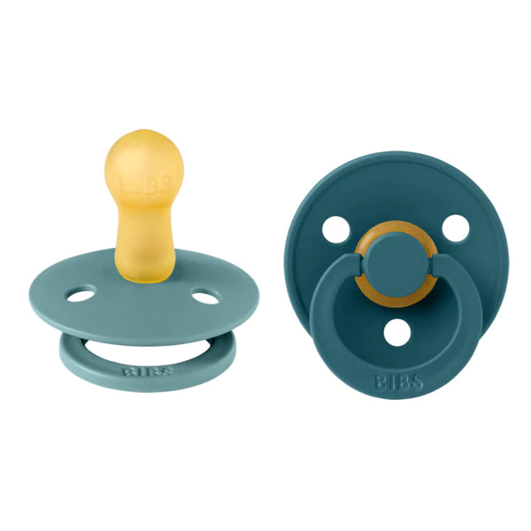 BIBS Colour Round Latex Pacifier 2-Pack (Island Sea/Forest Lake)