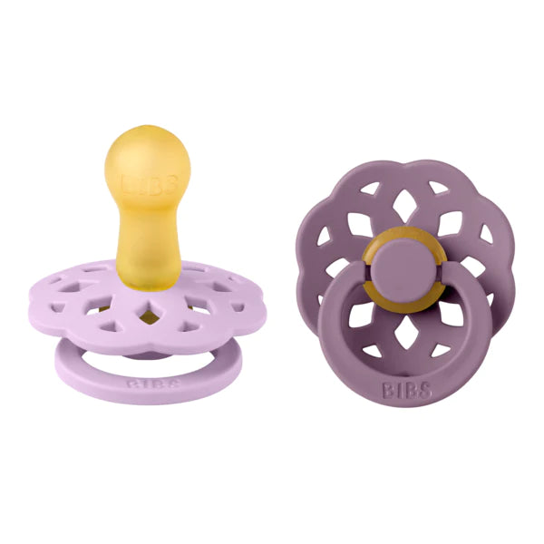 BIBS Boheme Round Latex Pacifier 2-Pack (Violet Sky/Mauve)