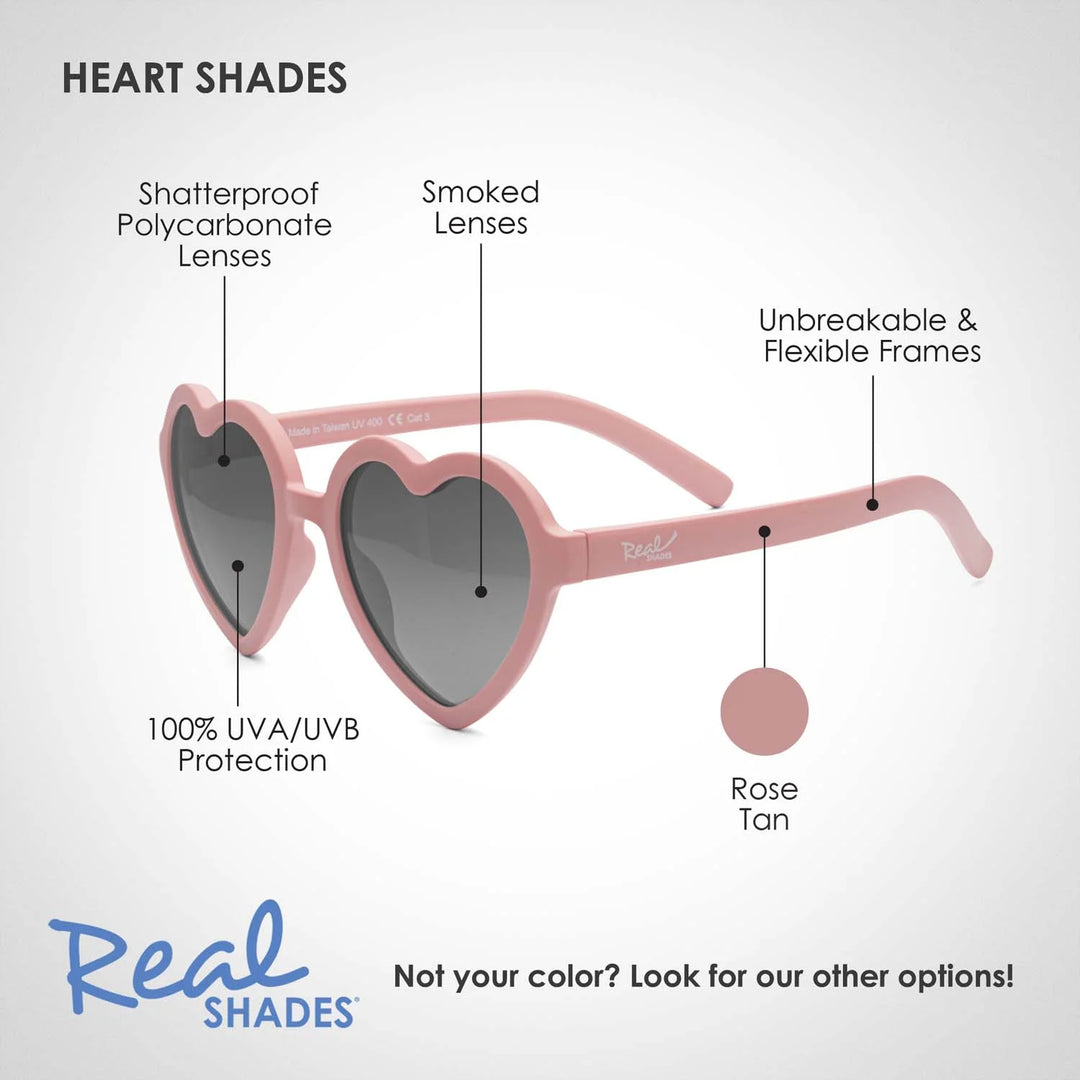 Real Shades Heart Sunglasses (Rose Tan Pink)