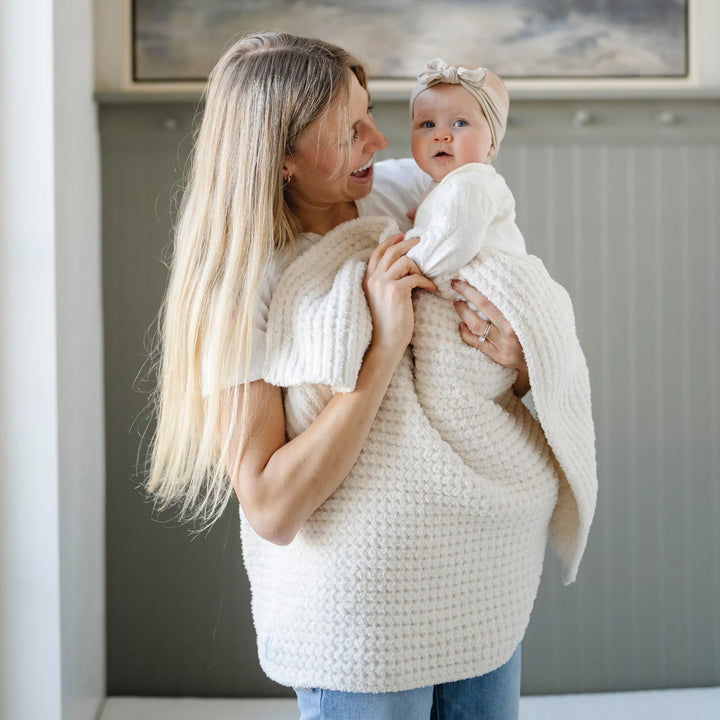 Saranoni Waffle Knit Receiving Blanket (Swan)