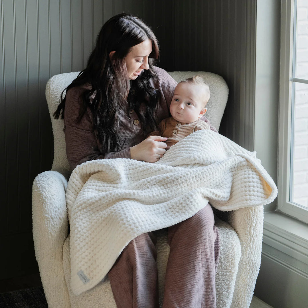 Saranoni Waffle Knit Receiving Blanket (Swan)