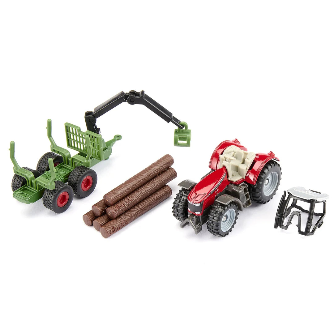 Siku Massey Ferguson with Forestry Trailer