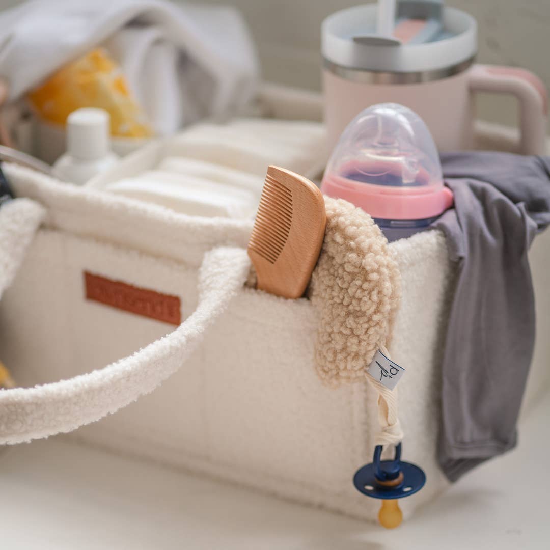 Pip + Phee Teddy Diaper Caddy (White)