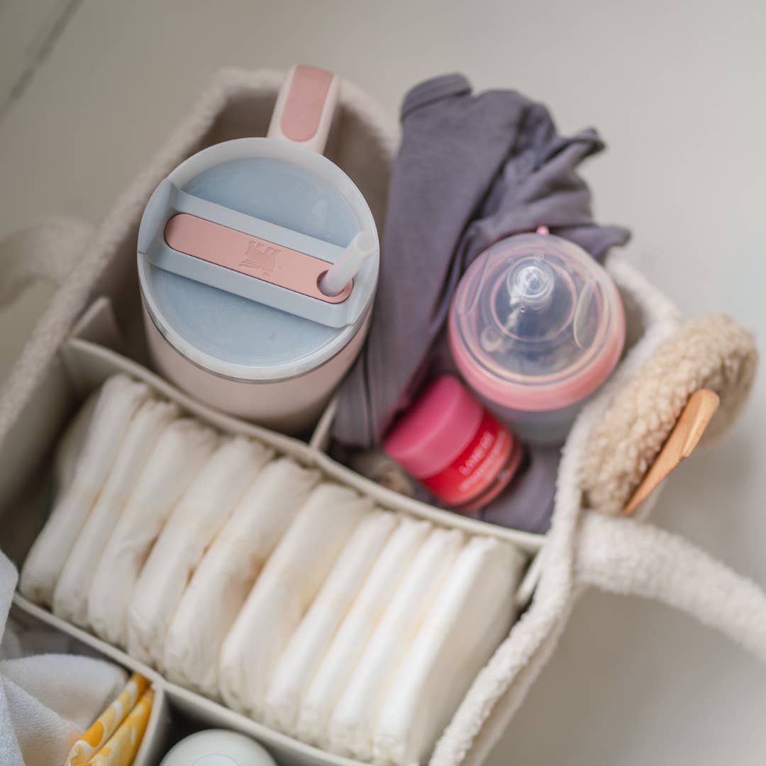 Pip + Phee Teddy Diaper Caddy (White)