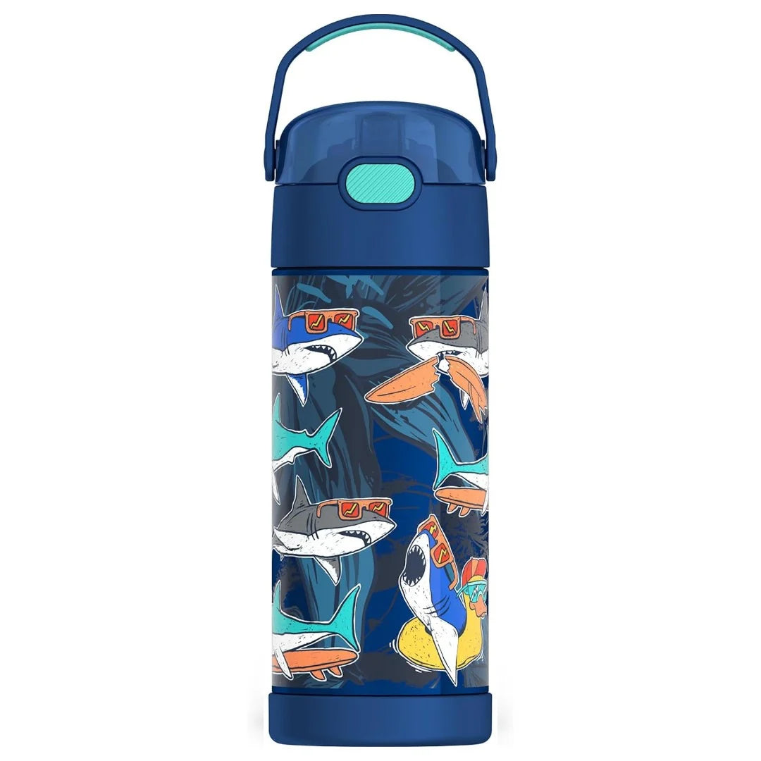 Thermos FUNtainer Stainless Steel Water Bottle 14oz (Surfin Sharks)