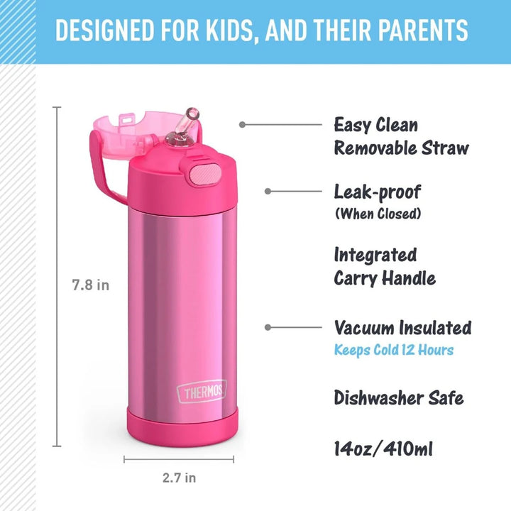 Thermos FUNtainer Stainless Steel Water Bottle 14oz (Pink)