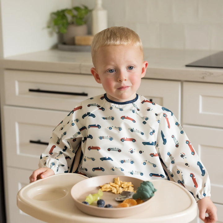 Tiny Twinkle Mess-Proof Full Sleeve Bib (Vintage Cars)