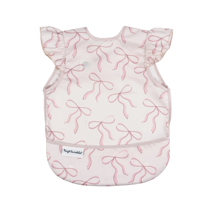 Tiny Twinkle Mess-Proof Ruffle Apron Bib (Bows)