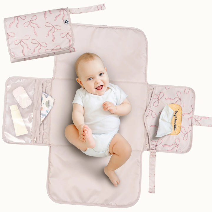 Tiny Twinkle Portable Diaper Changing Pad (Bows)