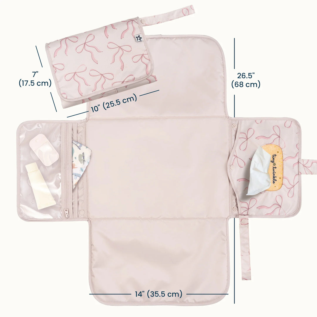 Tiny Twinkle Portable Diaper Changing Pad (Bows)