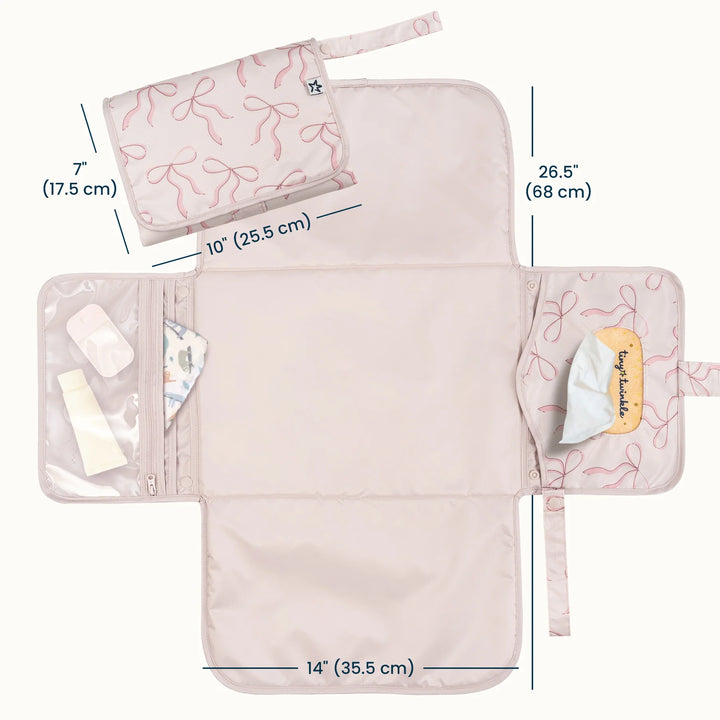 Tiny Twinkle Portable Diaper Changing Pad (Bows)